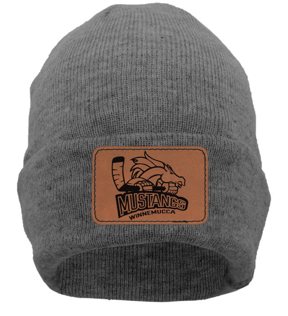 Leather patch premium cuff beanie