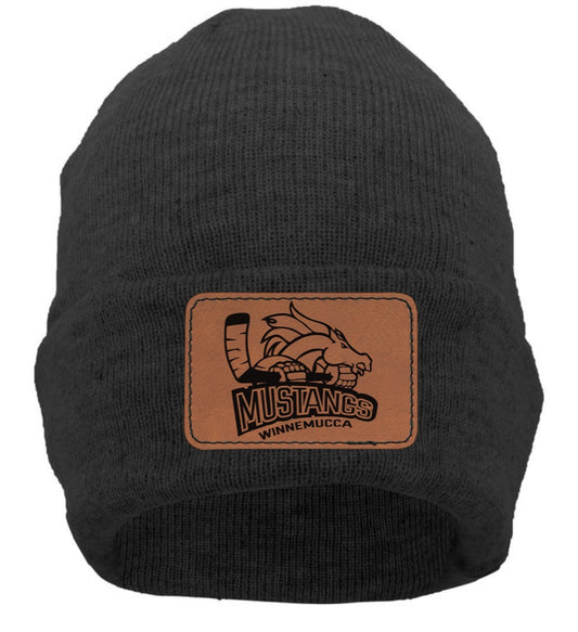 Leather patch premium cuff beanie